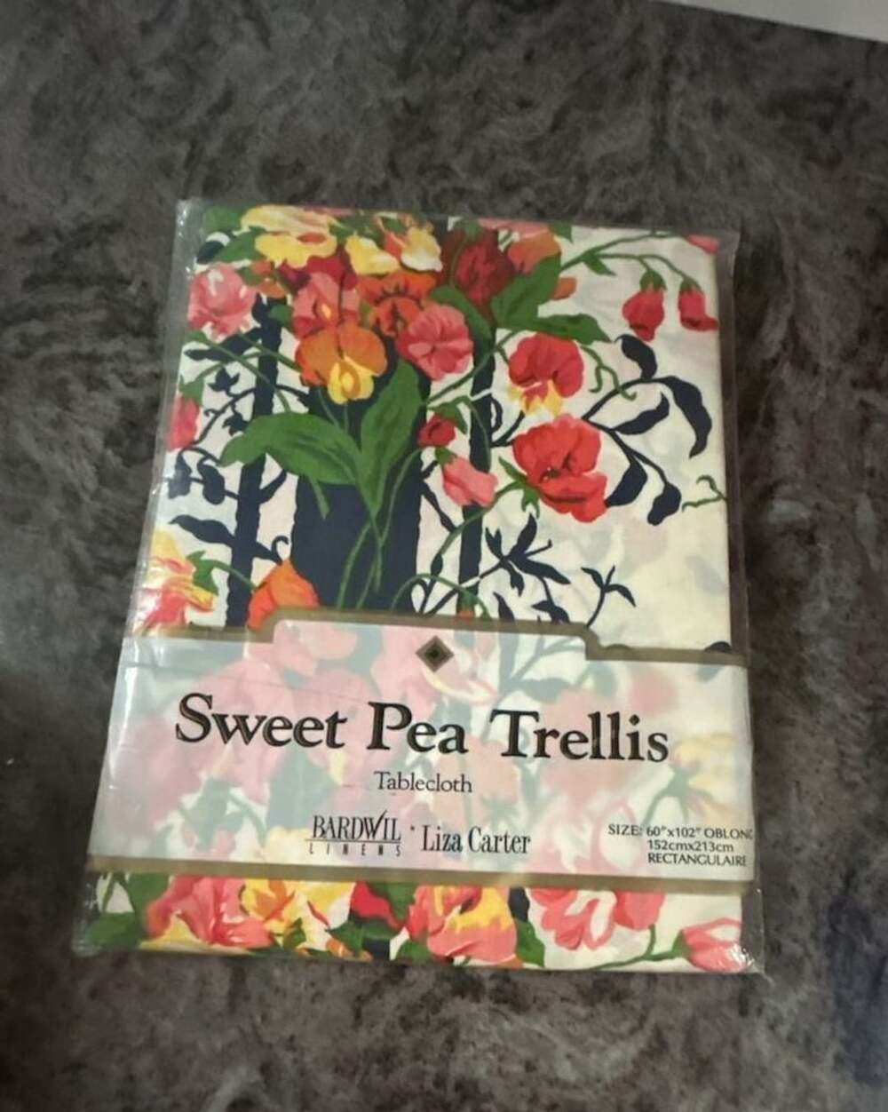 Discontinued Bardwil Linens Sweet Pea Trellis Tablecloth Size 60x102 Oblong Flor
